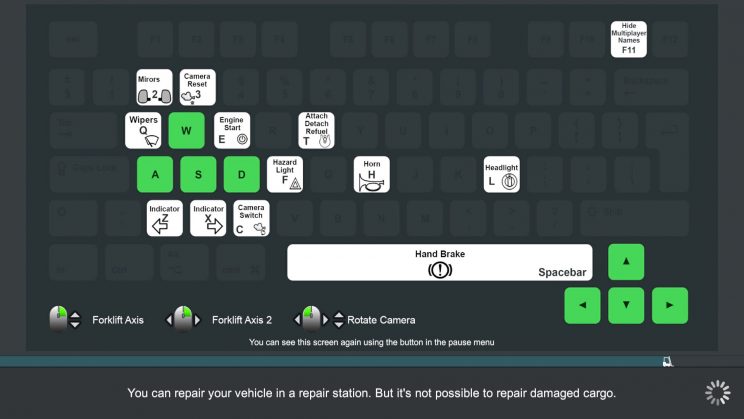 Truck & Logistics Simulator Review Keyboard Layout